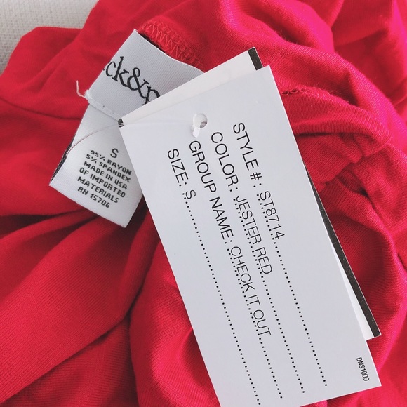 Peck & Peck Turtleneck Jester Red Top Ruche Neck Base Layer Size S NWT - Picture 8 of 10